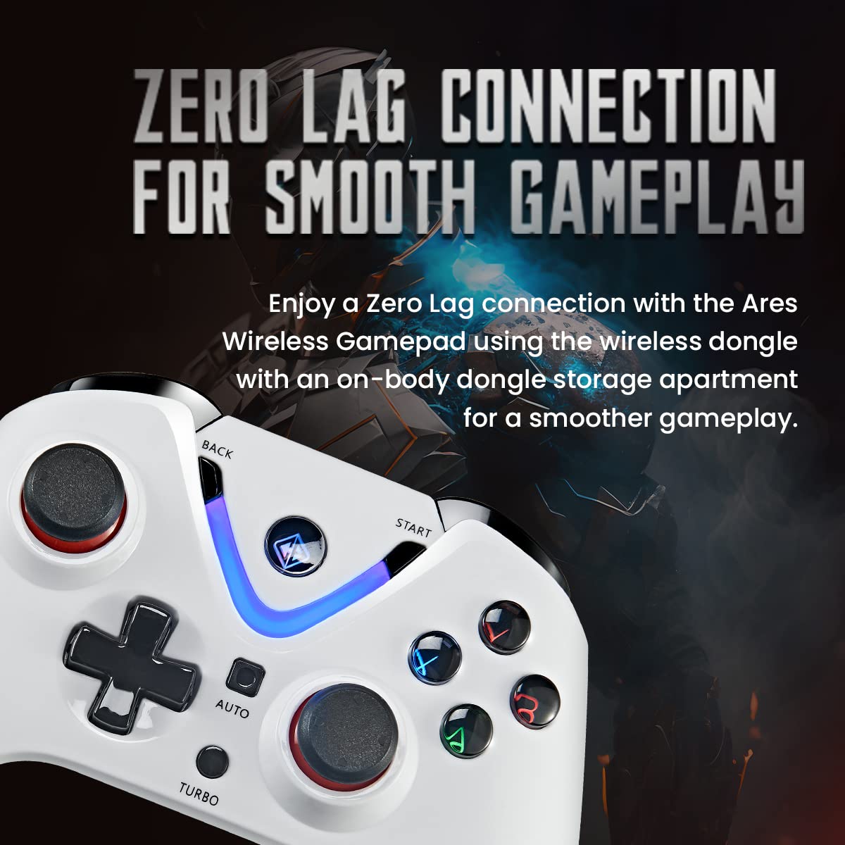 ARES White Gaming Controller with Magnetic Triggers