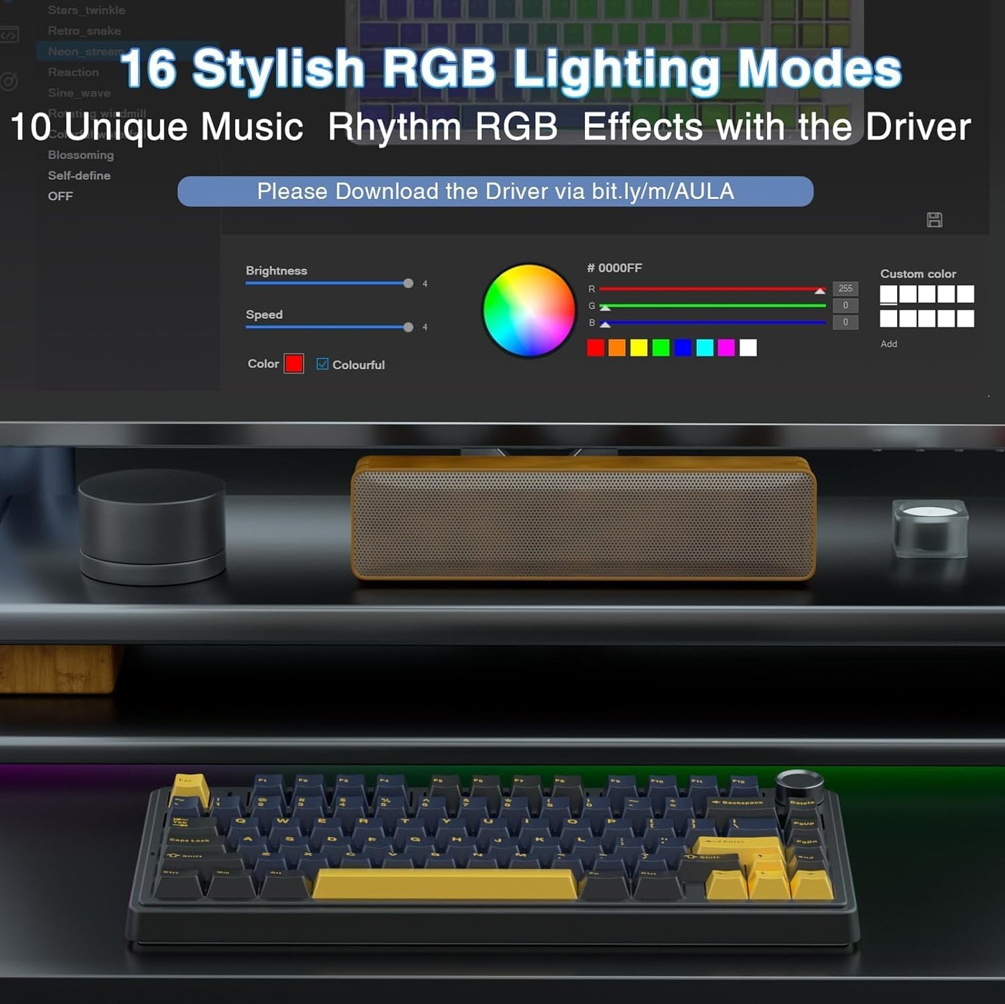 AULA F75 - 75% Wireless Mechanical Keyboard (Thunder Black, Graywood Switch) - Vrkaa