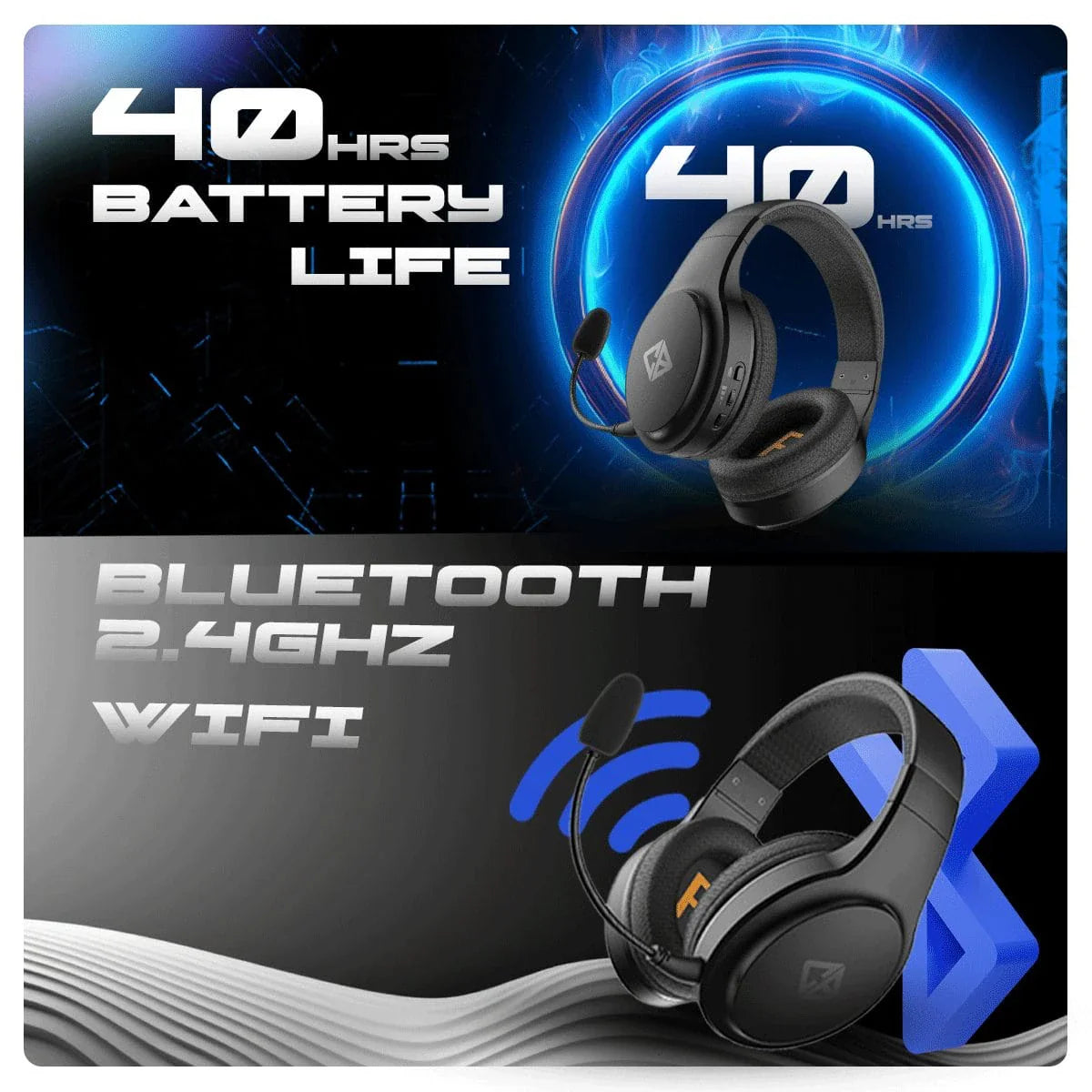 Inferno 2.4Ghz Wireless + Bluetooth + Wired Gaming Headphone