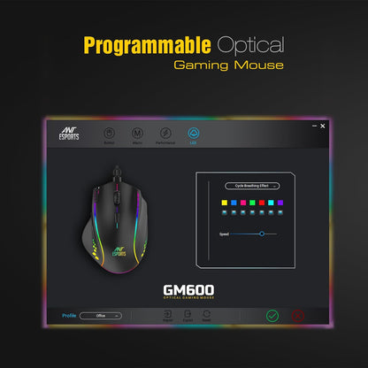 GM600 RGB Wired Programable Gaming Mouse