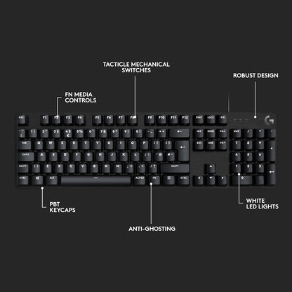 G413 SE / Mechanical, Backlit Keys, Romer-G Tactile Key Switches Wired USB Gaming Keyboard