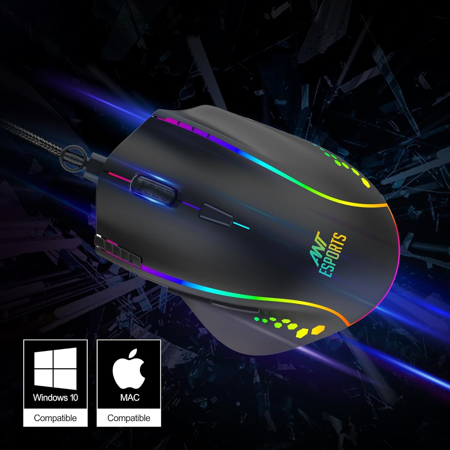 GM600 RGB Wired Programable Gaming Mouse