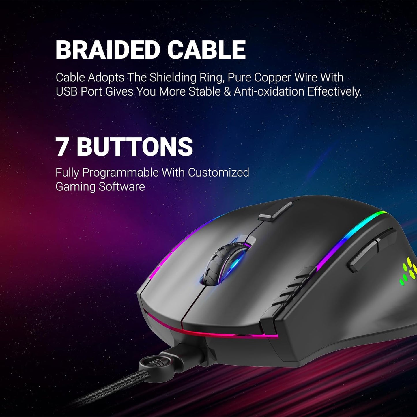 GM600 RGB Wired Programable Gaming Mouse