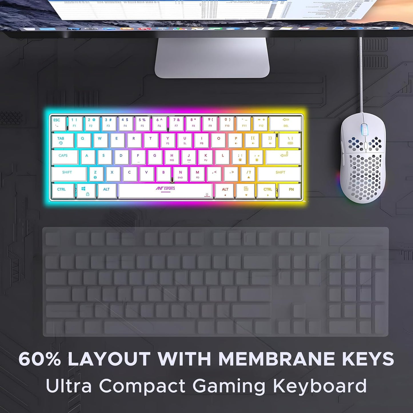 Ant Esports MK1500 Mini White Wireless Gaming Keyboard