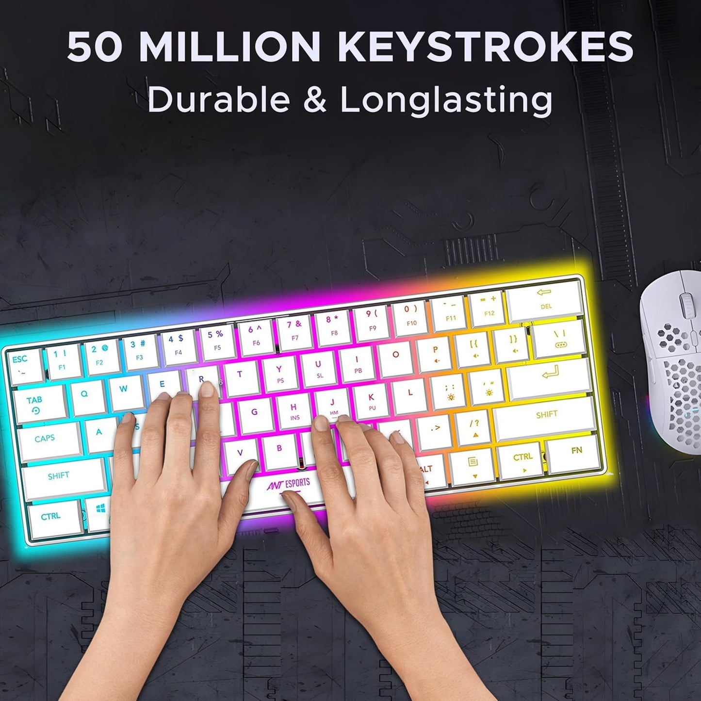 Ant Esports MK1500 Mini White Wireless Gaming Keyboard