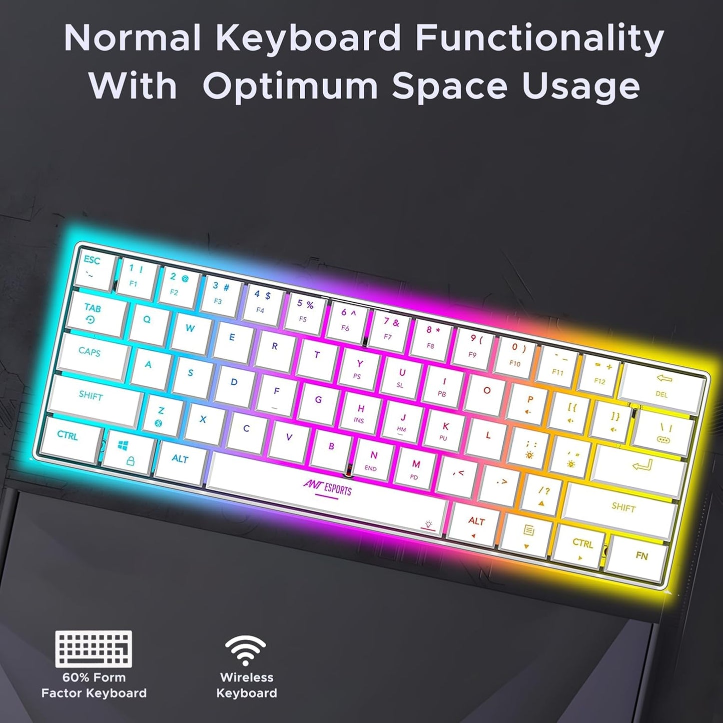 Ant Esports MK1500 Mini White Wireless Gaming Keyboard