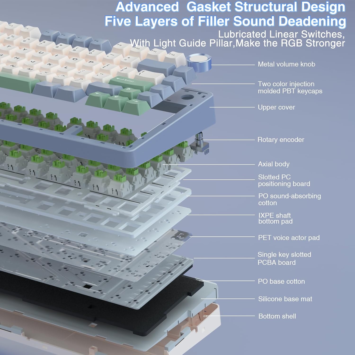 AULA F75 Cedar Green Wireless Mechanical Keyboard Reaper Switch
