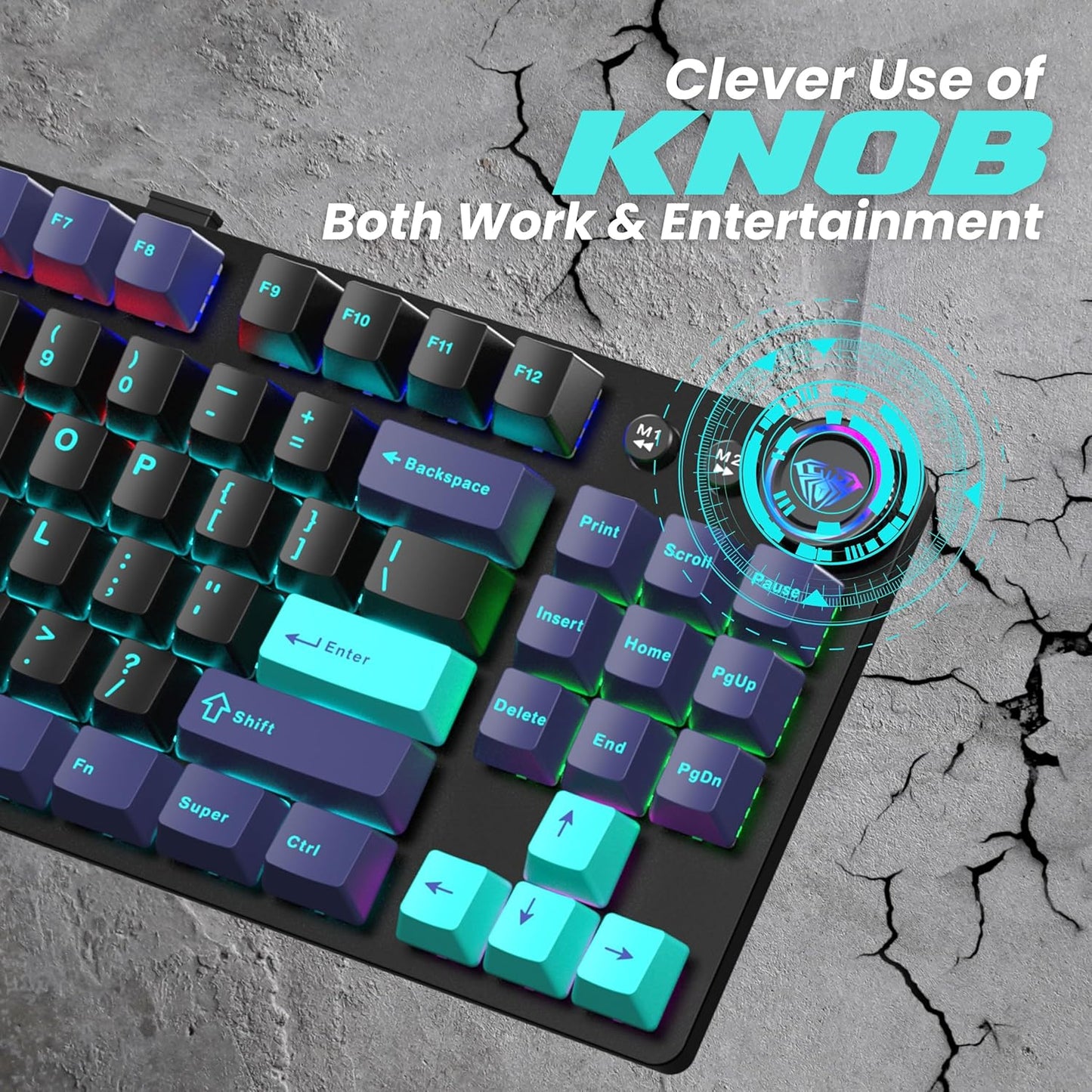 AULA M75 Tri-Mode Mechanical Gaming Keyboard (Blue + Black + Green) - Vrkaa