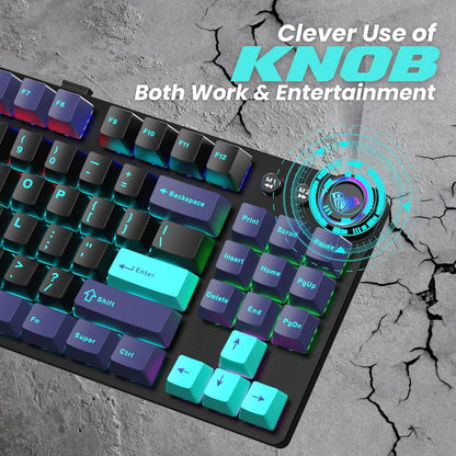 AULA M75 Tri-Mode Mechanical Gaming Keyboard (Blue + Black + Green) - Vrkaa