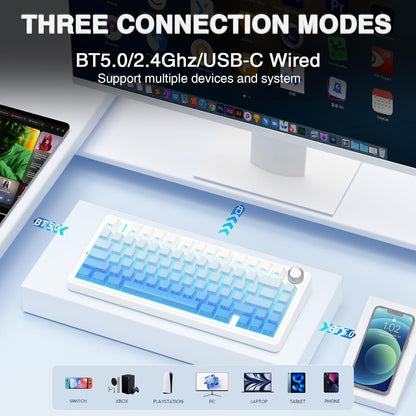 Aula F75 Gradient Blue Wireless Mechanical Keyboard with Star Vector switches
