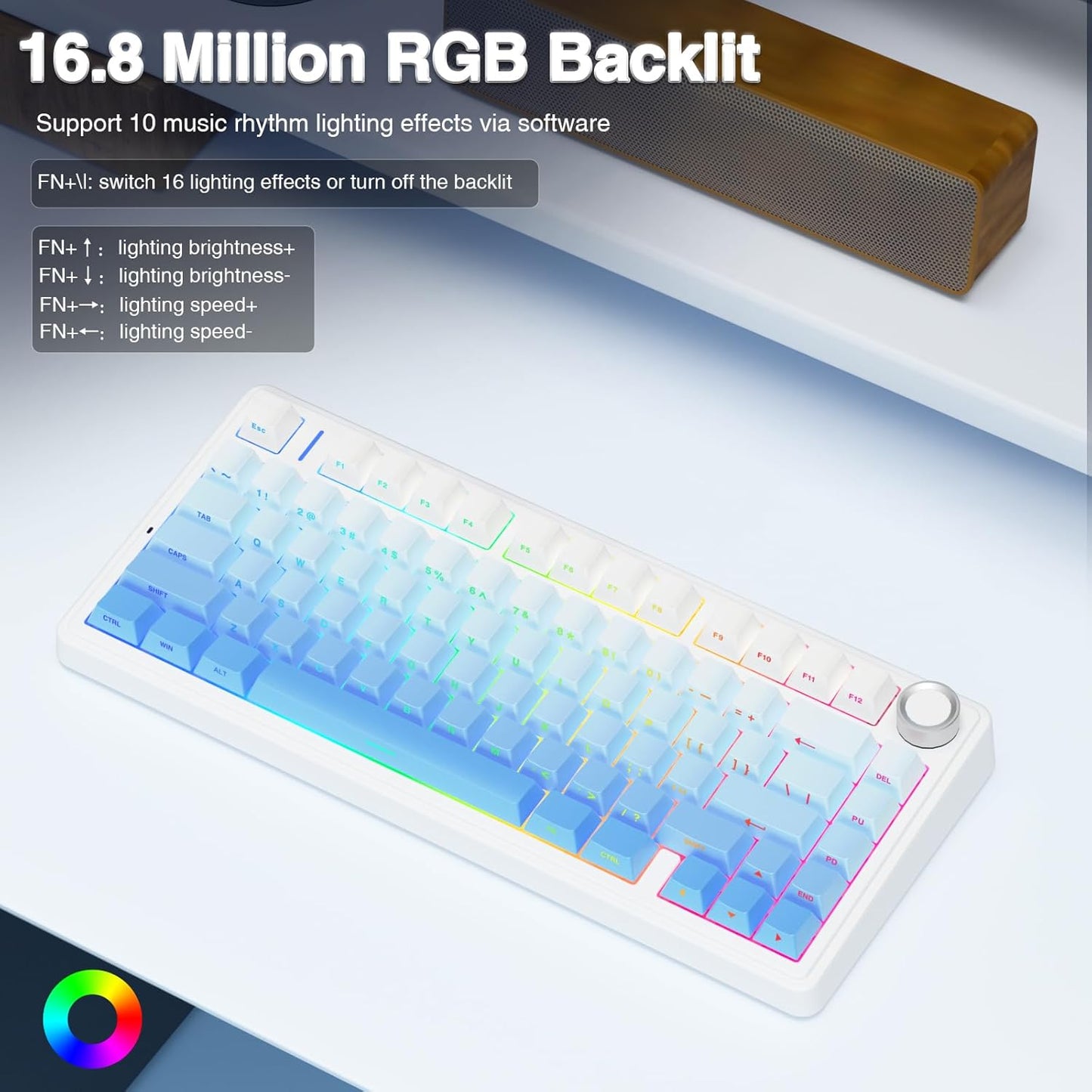 Aula F75 Gradient Blue Wireless Mechanical Keyboard with Star Vector switches