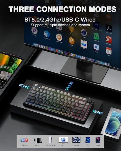 Aula F75 Gradient Gray Wireless Mechanical Keyboard Reaper switches