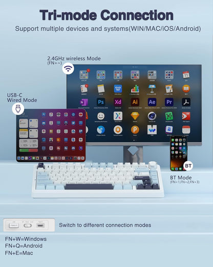 Aula F75 Ice Blue Reaper Wireless Mechanical Keyboard