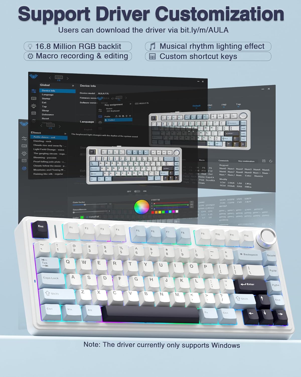 Aula F75 Ice Blue Reaper Wireless Mechanical Keyboard