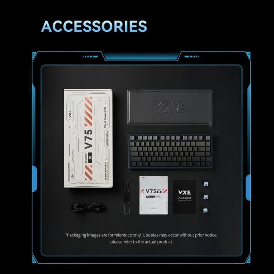 ATK V75X in-box accessories including USB-C cable, keycap puller and switch puller - Vrkaa