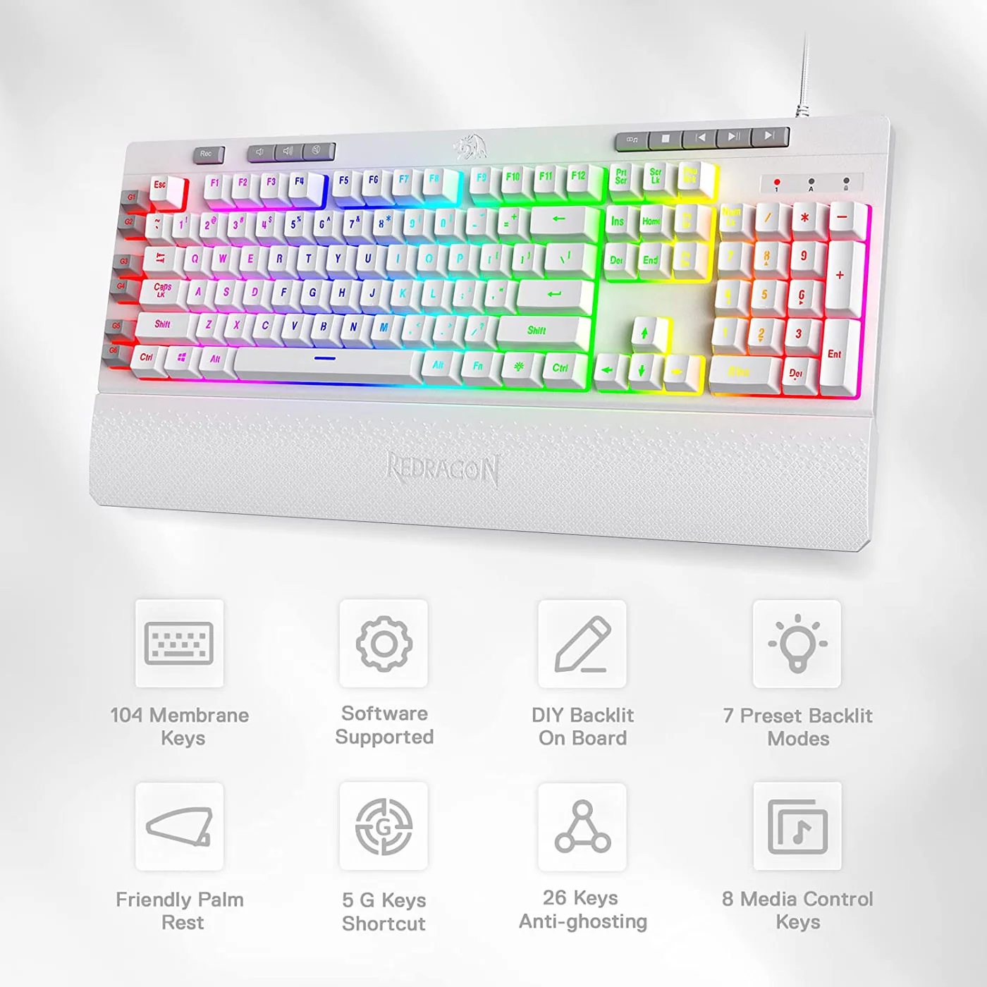 SHIVA K512- WIRED MEMBRANE KEYBOARD RGB(WHITE)