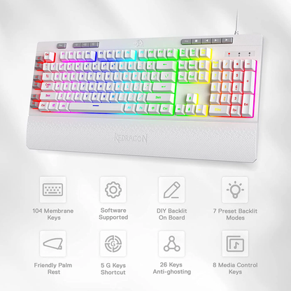 SHIVA K512- WIRED MEMBRANE KEYBOARD RGB(WHITE)