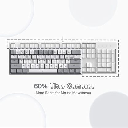 FIZZ K617 - 60% WIRED MECHANICAL KEYBOARD WHITE AND GREY (RED SWITCHES)