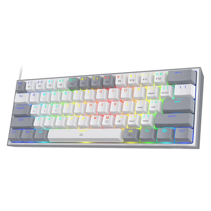 FIZZ K617 - 60% WIRED MECHANICAL KEYBOARD WHITE AND GREY (RED SWITCHES)